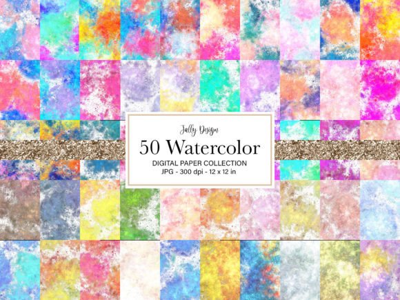 50 Watercolor Texture Digital Paper for Brand Backgrounds