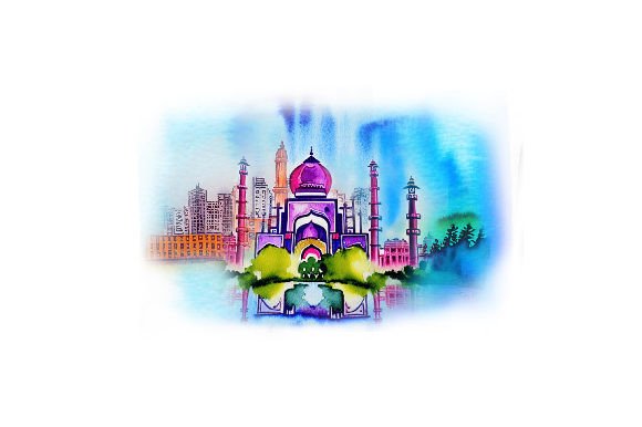 A City Scape of New Delhi India: Watercolor Travel Art