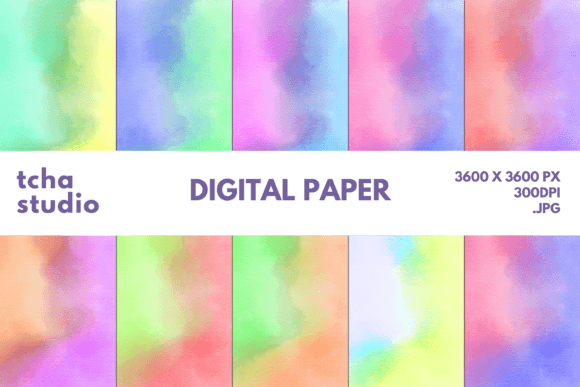 Abstract Watercolor Digital Papers 6 for Backgrounds