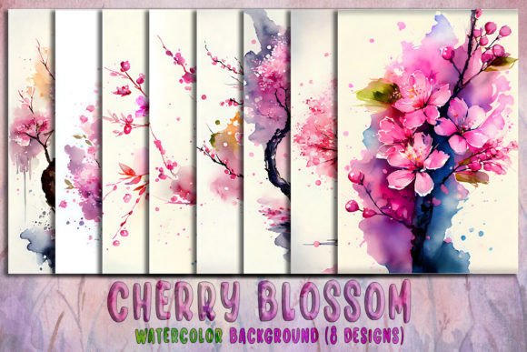 Cherry Blossom Watercolor Background for Branding and Marketing Design