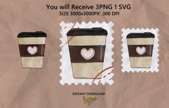 Coffee Love Valentine Watercolor Graphic for Crafts