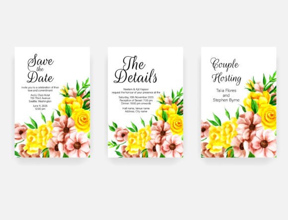 Elegant Hand-Drawn Design for Wedding Invitations and Print Templates