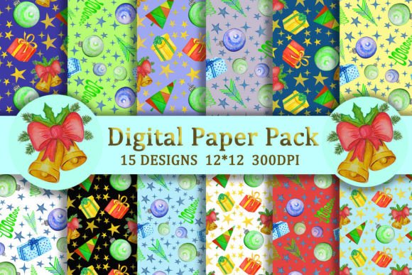 New Year’s Watercolor Digital Paper for Creative Blog Design