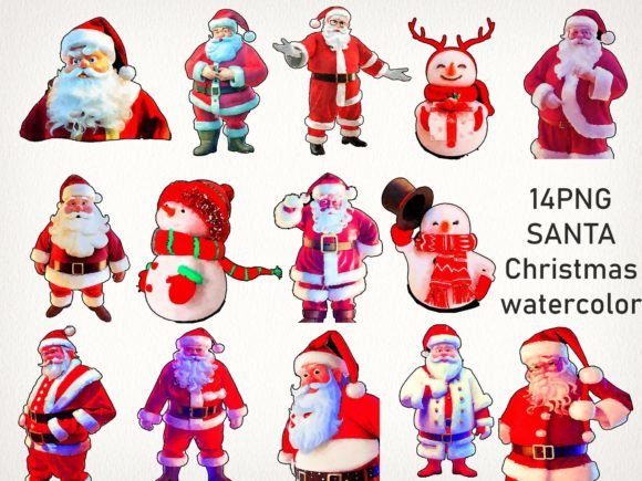Santa Christmas Watercolor Sublimation for Crafts