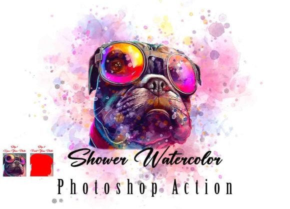 Shower Watercolor Photoshop Action: Creative Add-Ons