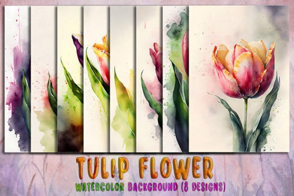 Tulip Watercolor Background Bundle for Handmade Crafters & Cricut Lovers