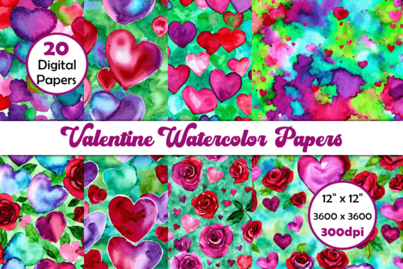 Valentine Watercolor Digital Art Papers: Backgrounds Review