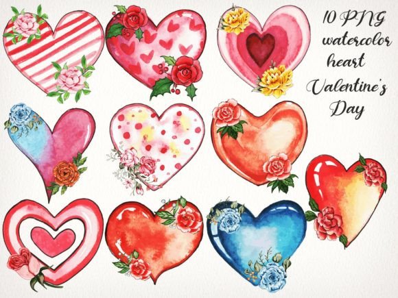 Valentine’s Day PNG Heart Watercolor for Crafts & Content Design