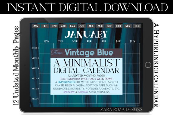 Vintage Blue iPad Planner: Editorial Print Templates Review