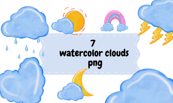 Watercolor Clouds PNG: A Dreamy Graphic Template for Crafters & Handmade Sellers