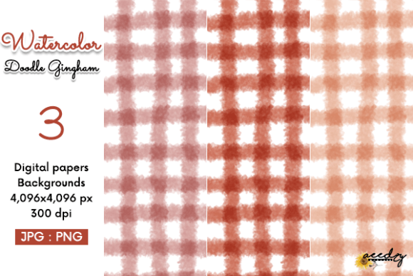 Watercolor Doodle Gingham Backgrounds for Creative Sellers