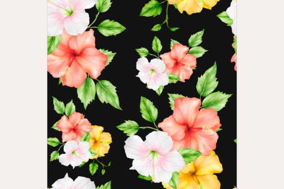 Watercolor Hibiscus Flower Patterns for Real Crafting Projects