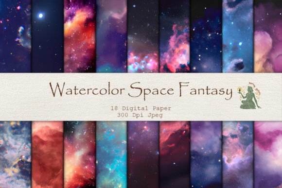Watercolor Space Fantasy Digital Paper