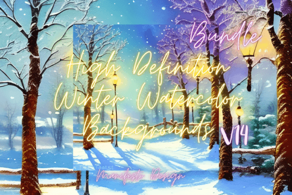 Winter Watercolor Background V14 for Commercial Backgrounds